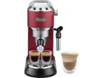 Cafetera express - De'Longhi Dedica EC685.R, 1300 W, 15 bar, Thermoblock, Espresso manual, Función 2 tazas, Rojo