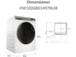Lavadora carga frontal - Haier I-Pro Series 7 HW100GBD14979UIB, 10 kg, 1400 rpm, Motor Direct Motion, 14 programas, Wi-Fi, Autodosificación, Blanco - Imagen 9