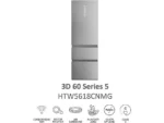 Frigorífico combi - Haier 3D 60 Series 5 HTW 5618CNMG, No Frost, 185 cm, 360 l, Motor Inverter, Wi-fi, Plata - Imagen 3
