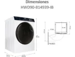 Lavadora secadora - Haier I-Pro Series 3 HWD90-B14939-IB, 9 kg+6 kg, 1400rpm, 15 programas, Motor Direct Motion, Función Vapor, Blanco - Imagen 12