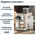 Cafetera superautomática - De'Longhi Rivelia EXAM440.55.BG, 1450W, 19bar, Molinillo integrado,LatteCremaHot, Depósito leche, Táctil, 16 recetas, Beige - Imagen 2