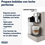 Cafetera superautomática - De'Longhi Rivelia EXAM440.55.BG, 1450W, 19bar, Molinillo integrado,LatteCremaHot, Depósito leche, Táctil, 16 recetas, Beige - Imagen 4