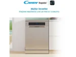 Lavavajillas - Candy Rapido' CF 6B2S3PSX, 16 servicios, 10 programas, 60 cm, Motor Inverter, Wi-Fi, Inox - Imagen 4