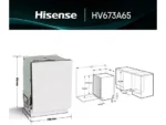Lavavajillas integrable - Hisense HV673A65, 16 servicios, 7 programas, 59.8 cm, Tercera Bandejea, Wi Fi, Sin Panelar - Imagen 7