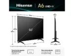 TV LED 50" - Hisense 50A6Q, UHD 4K, Quad Core/MT9603, IA 4K Upscaler, Modo Juego Plus, Control por voz, Negro - Imagen 2