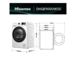 Secadora bomba de calor - Hisense DHQE900UWDC, 9 kg, 16 programas, Anti arrugas, Secado automático, Blanco. - Imagen 11