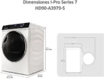 Secadora bomba de calor - Haier I-Pro Series 7 HD90-A3979-S, 9kg, 14 programas, Tambor XL con LED, Antiarrugas, Blanco - Imagen 2