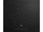Placa inducción - Beko HIIS63206M, 3 zonas, Zona grande 28 cm, Temporizador, 60 cm, Negro
