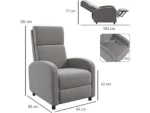 Sofá reclinable - HOMCOM 839-811V00GY, hasta 120 kg, Gris - Imagen 3