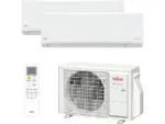 Aire acondicionado Split 2 x 1 - FUJITSU ASY25U2MI-KN, 2150 fgh, Función Inverter, Blanco