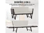 Sofá de jardín - OUTSUNNY Sofá cama de ratán 129x63x67cm, hasta 220,00 kg, Marrón y Beige - Imagen 9