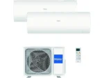Aire acondicionado Split 2 x 1 - HAIER Perla Premium, 2322 fg/h, Función Inverter, Blanco