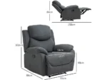 Sofá Reclinable - HOMCOM reclinable 150º, 97x96,105.5, hasta 150 kg, Gris - Imagen 2