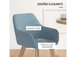 Sillas de comedor - HOMCOM 835-728V00LB, hasta 120 kg, Azul - Imagen 5