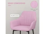 Sillas de comedor - HOMCOM 835-290V00PK, hasta 120 kg, Rosa - Imagen 5