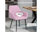 Sillas de comedor - HOMCOM 835-290V00PK, hasta 120 kg, Rosa - Imagen 6