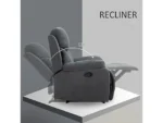 Sofá Reclinable - HOMCOM reclinable 150º, 97x96,105.5, hasta 150 kg, Gris - Imagen 4