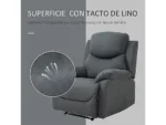Sofá Reclinable - HOMCOM reclinable 150º, 97x96,105.5, hasta 150 kg, Gris - Imagen 7
