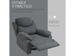 Sofá Reclinable - HOMCOM reclinable 150º, 97x96,105.5, hasta 150 kg, Gris - Imagen 9